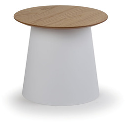 Plastikowy stolik kawowy SETA z drewnianym blatem, średnica