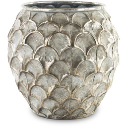 Donica osłonka doniczka srebrna metalowa 32 cm 141092