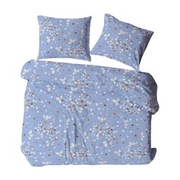 KARO Pościel z kory 160x200 niebieska biała liście