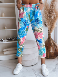 Spodnie damskie FLOWER GARDEN turkusowe Dstreet UY1480