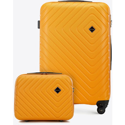 Średnia walizka i kosmetyczka z ABS-u z geometrycznym