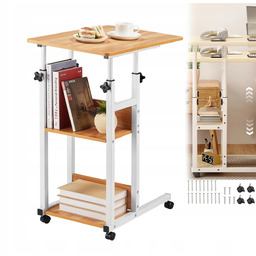 Mobilne Biurko Przyłóżkowe boczne regulowane na kółkach stolik