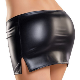 Seksowna czarna spódniczka mini Glossy Wetlook Camren -