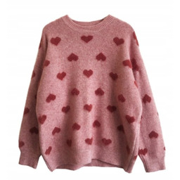 Sweter Damski w Serduszka Czerwony