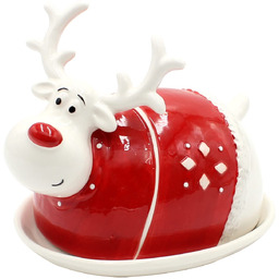 Dekohelden24 Ceramiczna maselniczka jako łoś, dł./szer./wys. 16 x