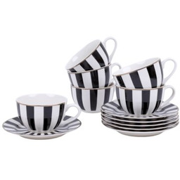 AMBITION Serwis kawowy porcelanowy Ribs 6 osób (12