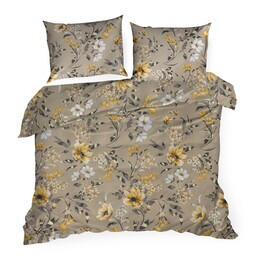 Eurofirany Pościel bawełniana 160x200 Emy beżowa ciemna kolorowa