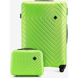 Duża walizka i kosmetyczka z ABS-u z geometrycznym