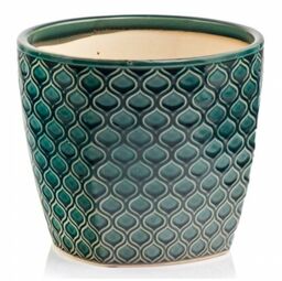 Turkusowa granatowa osłonka na doniczkę ceramiczna 17