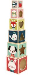 Janod - Baby Forest 6-Cube Wooden Pyramid -