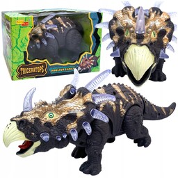 Dinozaur na baterie ryczący chodzący z dźwiękiem triceratops