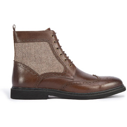 Męskie trzewiki ze skóry z motywem w jodełkę