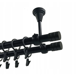 Karnisz Podwójny Sufitowy Metal 19+19mm Czarny 280cm Luna