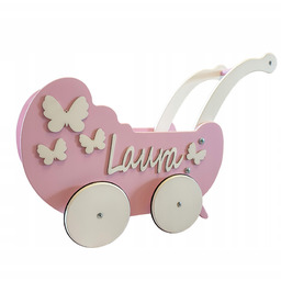 Wózek dla lalek mięta w białe kropki 533936