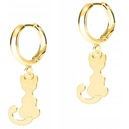 Złote Kolczyki Koty Kotki Blaszki z Kotami Kotek