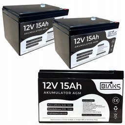 2x Akumulator Agm 12V 15Ah Biaks (wymiar 12Ah