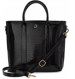Torebka Damska Aktówka Shopper Monnari Klasyczna Lakierowana Croco