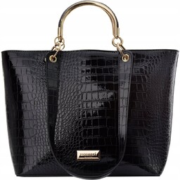 Duża Torebka Monnari Klasyczna Torba Lakier Łódka Shopper