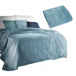 Narzuta Na Łóżko 220x240 Eurofirany Sofia niebieska Welwet
