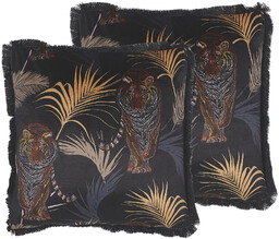 Beliani 2 poduszki dekoracyjne w tygrysy czarne
