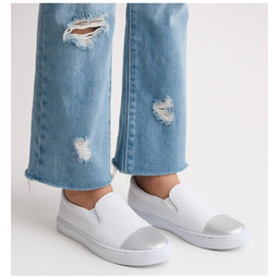 Wsuwane białe trampki dziewczęce slip on