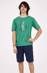 Piżama chłopięca młodzieżowa krótka zielony 504/46
