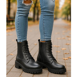 Szare trapery damskie na platformie