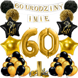 BALONY NA SZEŚĆDZIESIĄTE URODZINY 60 BANER IMIĘ