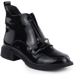 Skórzane botki damskie lakierowane czarne Gino Fabiani 9284