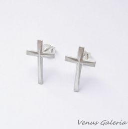 Kolczyki krzyże srebrne na sztyftach - Cross IV