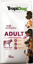 TROPIDOG Premium Adult medium & large breed wołowina