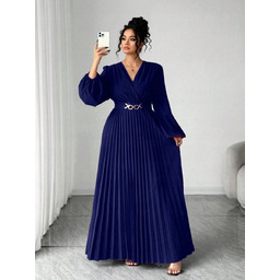 SHEIN GRANATOWA SUKIENKA WIECZOROWA PLISOWANA PLUS SIZE 46