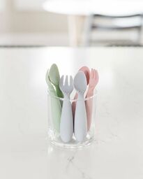 Komplet silikonowych sztućców Mini Utensils pastelowa szarość EUMUP003-EZPZ,