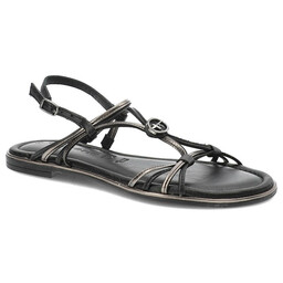 Tamaris Czarne Sandały Eleganckie Płaskie Buty
