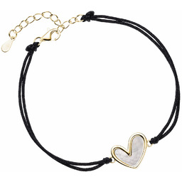 Bransoletka szczęścia celebrytka bawełna serce serduszko masa perłowa