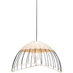 Orientalna lampa wisząca i sufitowa czarna z rattanu