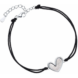 Bransoletka szczęścia celebrytka bawełna serce serduszko masa perłowa