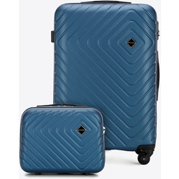 Średnia walizka i kosmetyczka z ABS-u z geometrycznym