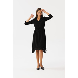 Czarna Szyfonowa Sukienka z Warstwami