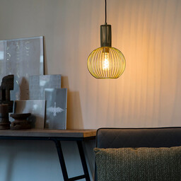 QAZQA Designerska lampa wisząca złota - Wire Whisk
