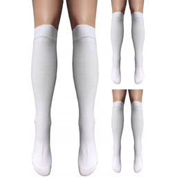 PODKOLANÓWKI 3-PARY ZESTAW BAWEŁNIANE BIAŁE GŁADKIE KRYJĄCE DAMSKIE