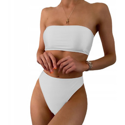 Strój Kąpielowy Dwuczęściowy Bikini Figi Wysoki Stan Opaska