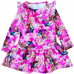 Sukienka 134 Różowa Z Falbankami Elsa I Anna