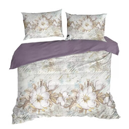 Eurofirany Pościel satynowa 220x200 Spring 26 biała wrzosowa
