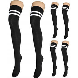 ZAKOLANÓWKI 3-PARY ZESTAW BAWEŁNIANE CZARNE Z PASKAMI KRYJĄCE