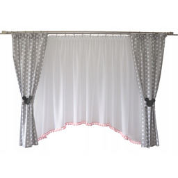 Kpl firana dziecięca zasłona Ola 4 pompony Myszka