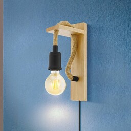 EGLO Kinkiet Rampside, jasne drewno, salon / jadalnia,