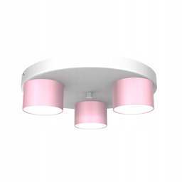 Lampa sufitowa dziecięca potrójna biała różowa okrągła 30