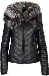 Bukowski Ocieplana kurtka skórzana damska z kapturem obszywanym