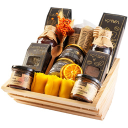 Kosz prezentowy ekskluzywny zestaw prezent herbata kawa miody